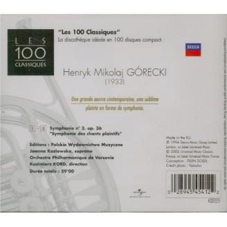 GORECKI - Kord - Symphonie n°3 op.36 'Symphony of sorrowful songs'